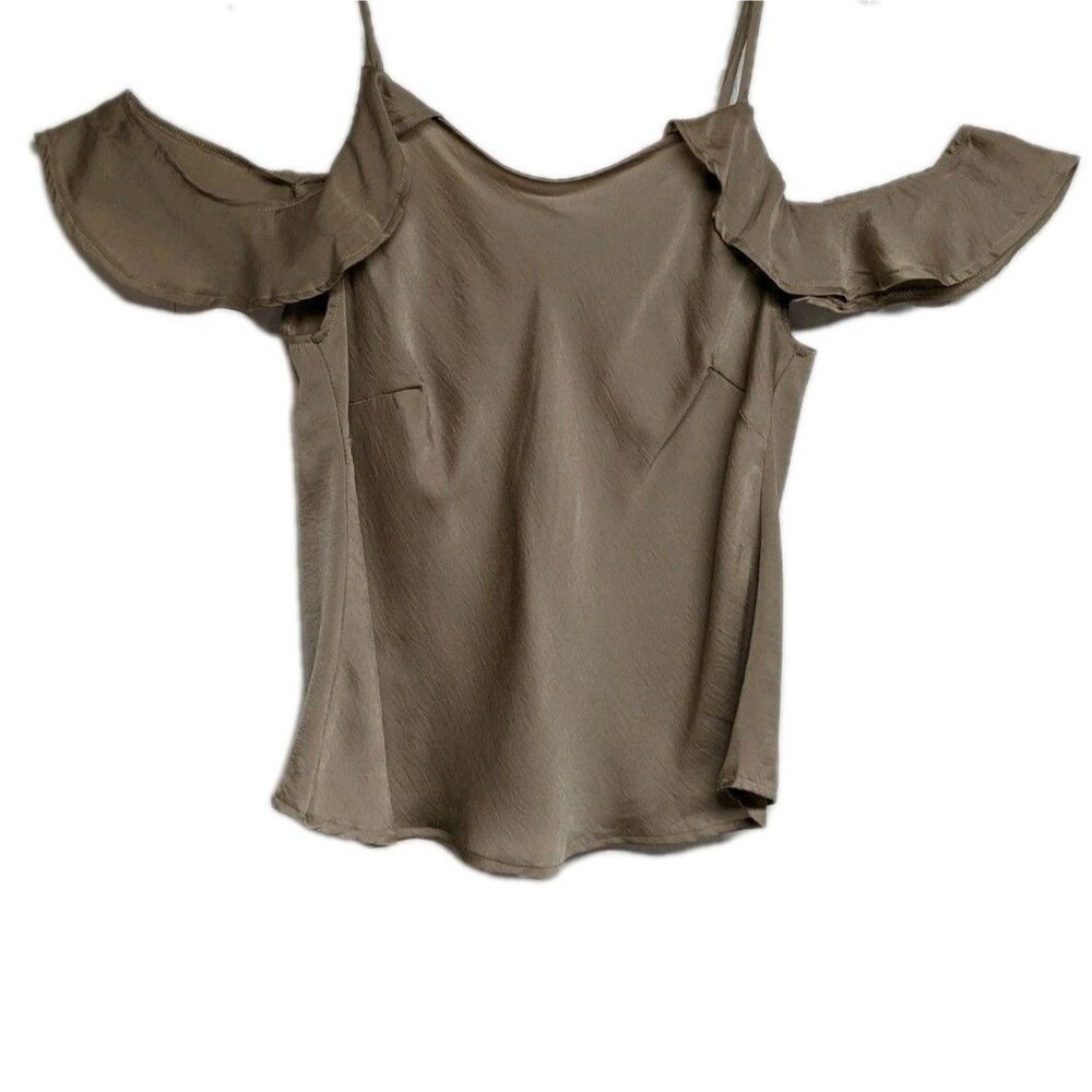 NWT Key & Lime Top Women Off Shoulder Short Sleeve Sheen Beige Large NEW Made US